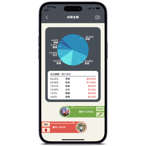 一階科技有限公司 - 【作品集】萬記帳(iOS) - 分帳頁面