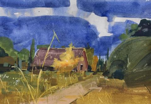 Han studio  邱柏翰 - 風景水彩塊面表現2