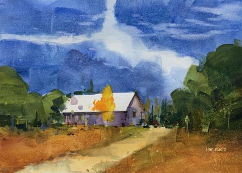 Han studio  邱柏翰 - 風景水彩塊面表現1
