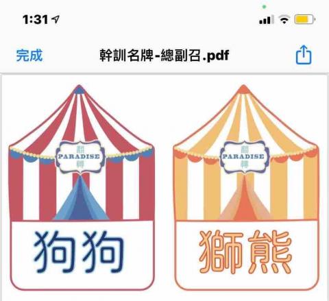 董董 - 社團幹部訓練各組工作證