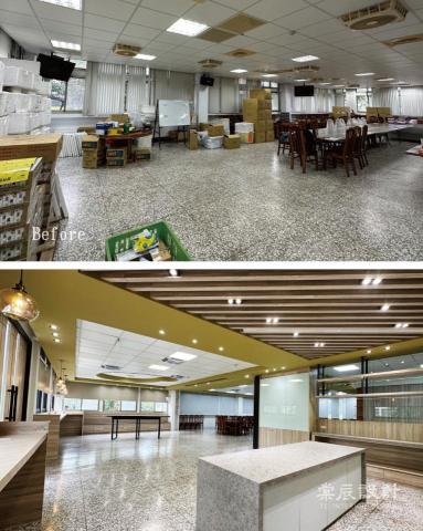棠辰設計室內裝修 - 【台中 農改場餐廳設計案】
親近土地，親近自然，
廠長希望能保留原有傳統的磨石子地，
設計師在線條、色調與材質搭配運用，
塑造時代變遷的農業故事與自然價值。

棠辰與智捷室內設計合作設計案