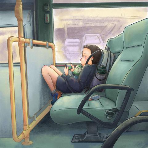 Zhaoyan 昭彥 - 個人插畫 - 搭公車的男孩
