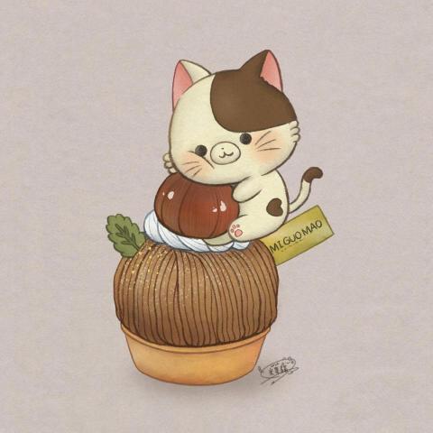 米果貓插畫設計工作室 - 插畫設計_米果貓蒙布朗蛋糕 米果貓插畫設計工作室 - 插畫設計_米果貓蒙布朗蛋糕