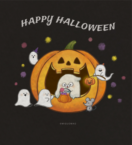 米果貓插畫設計工作室 - 插畫設計_幽靈小白犬南瓜糖果店 米果貓插畫設計工作室 - 插畫設計_幽靈小白犬南瓜糖果店