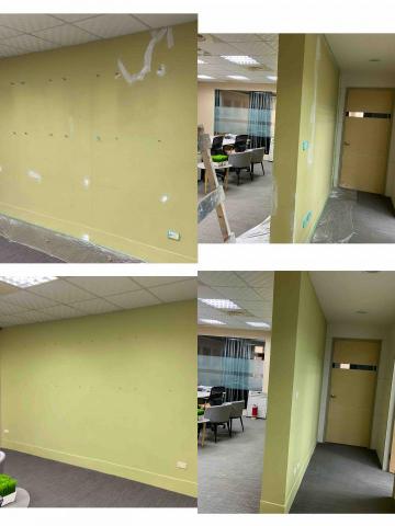 緯盛油漆（林先生） - 地點：新莊
問題：辦公室牆面撿補，油漆重新粉刷 （水泥漆綠色）