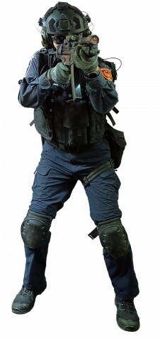 王呈功｜演藝事業 - 特勤警察全裝｜射擊姿勢