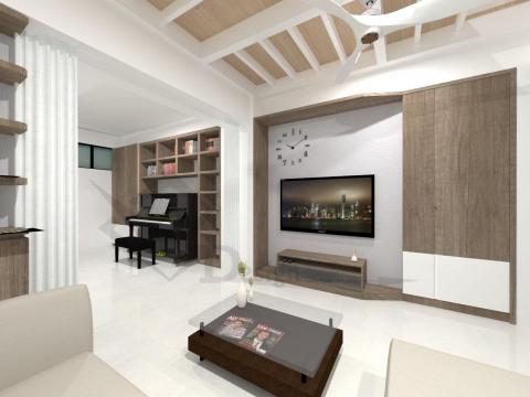 煒爵室內裝修 - 透天客廳模擬示意圖