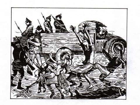 郭兆崴 - 專題做的漫畫插畫，透過改編台灣藝術家作品，反映出二二八中的暴力事件，因為漫畫選材是透過將人物變成動物來提高大眾對於血腥事件的接受度，而讓觀者範圍提升到全年齡層，並且也是因為引起大家關注所以採用漫畫表達。

媒材：簽字筆，簽字筆的筆觸線條可以很好的做出介於寫實與插圖中間的風格。