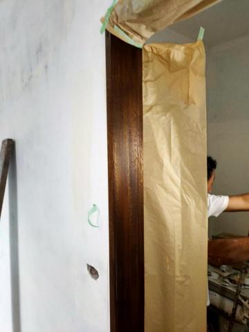 大囍彩創居家裝潢 - 門斗染色牆面保護作業
