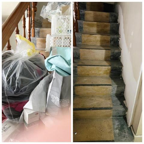 愛麗絲收納整理工作室 - 堆滿雜物-樓梯，整理前後