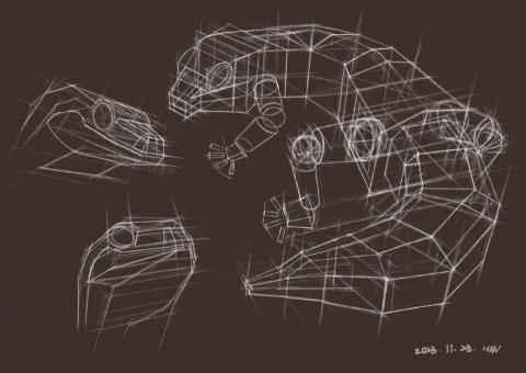 Han studio  邱柏翰 - 生物結構透視練習，簡化成幾何形
