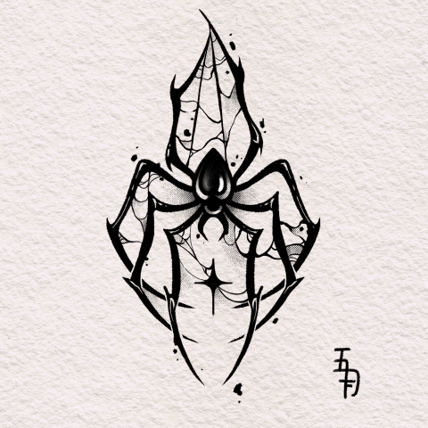 夏日心碎份子 - ✶黑白插畫-蜘蛛