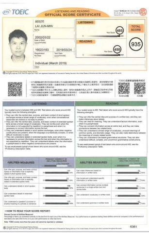 賴竣閔 - 多益金色