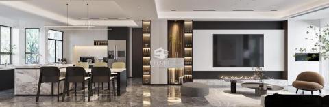 十芳奕所空間設計 - 在這個空間裡，每一步都是一場舞蹈，每一處都運用著極致的奢華感。大理石地板如佈局一般分佈，營造出一曲室內的結構和諧。
黑、灰、白清晰極簡的色調串聯在一起，相似樂譜上的音符，完美構成了保養響交樂。黑色的視覺沉穩，灰色的靜謐，白色的純淨，在這個空間中，每個細節都經過精心設計，每一處都體現出極致的品味。