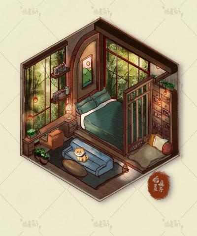 許曉娟 - 正方形房間繪畫（森林早晨