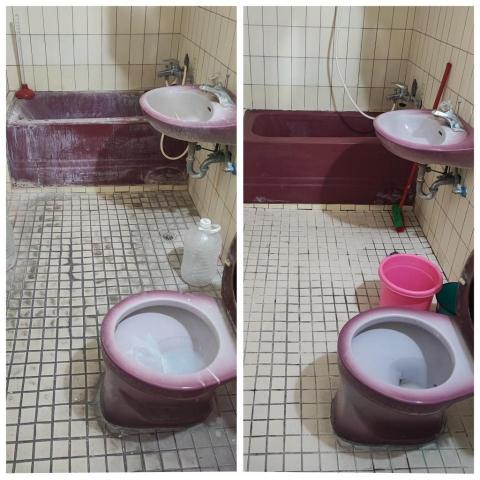 芯美清潔 - 浴室水垢清潔 左為清潔前右為清潔後