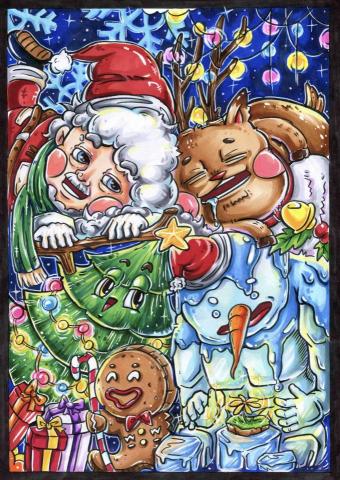 Helen - 麥克筆手繪聖誕卡片