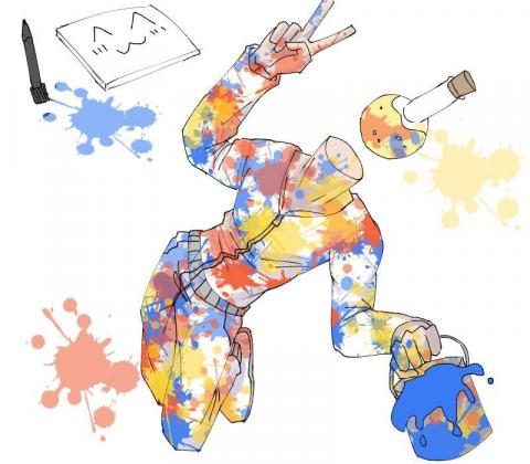 小黑豆 - 全身塗鴉上色（有光影）