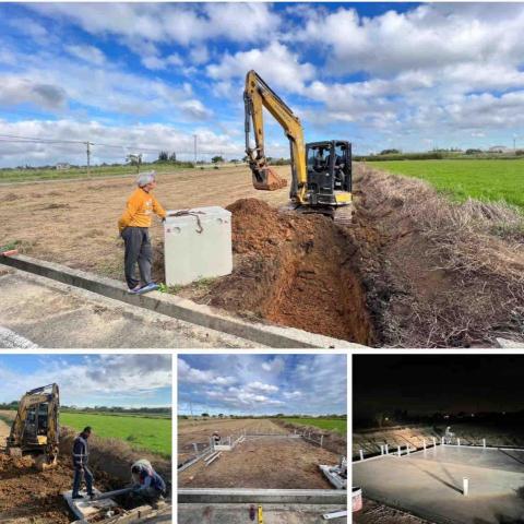 耀築企業社 社團：水泥地鋪設 - 組合屋地坪預埋化糞池 ，圍模灌漿