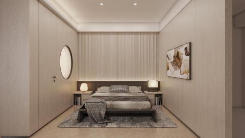 劉名烜 - 新中式豪宅主臥效果圖