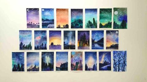 劉晏銘 - 學生作品 水彩星空