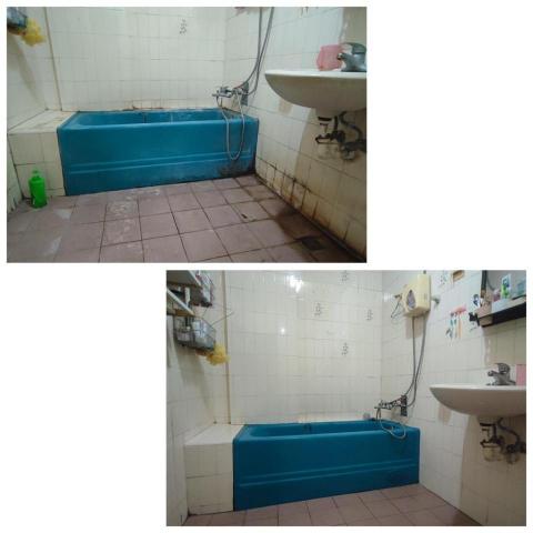 芯美清潔 - 浴室陳年污垢清潔 上為清潔前 下為清潔後