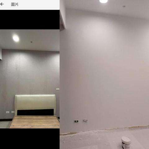 工程行 - 牆面壁紙拆除(左),拆除後油漆(右) 工程行 - 牆面壁紙拆除(左),拆除後油漆(右)