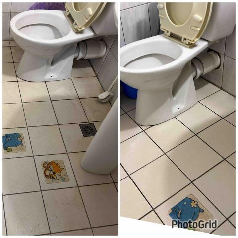 羅佳馨 - 浴室地板如果是接近白色或米白，記得每天沐浴完畢記得要把地板洗乾淨歐！才能看起來亮亮的