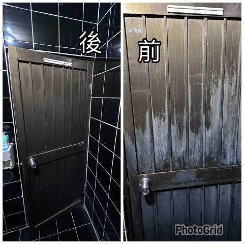 羅佳馨 - 鋁門上的皂垢非常多，清潔前後差別很大