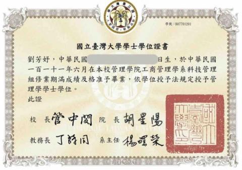 Lily&rsquo;s Design 行銷設計工作室 - 台大畢業證書