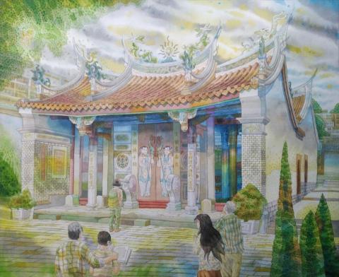 李育任 - 水彩畫《祈文昌.求功名》