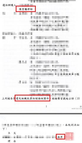 陳育騰律師 - 擔任組織犯罪被告之辯護人成功取得無罪判決 陳育騰律師 - 擔任組織犯罪被告之辯護人成功取得無罪判決