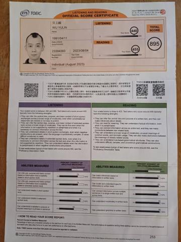 Vergil英文家教(多益, 國高中) - 多益證書