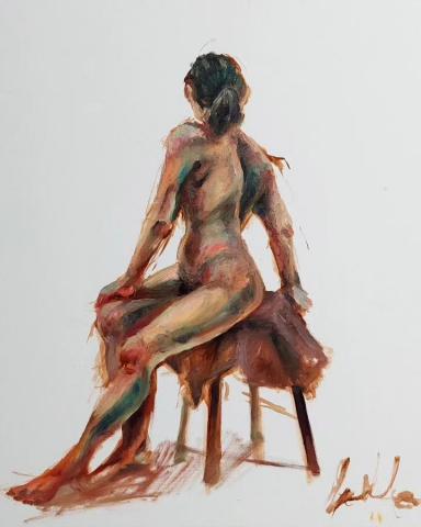 Chiyo🦄 - 模特速寫（油畫）