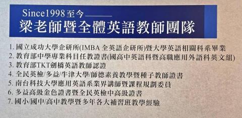 梁老師多益/英檢/升學考英語補習 - 