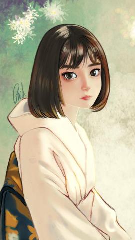 賀彩Art - 似顏繪-和服女孩