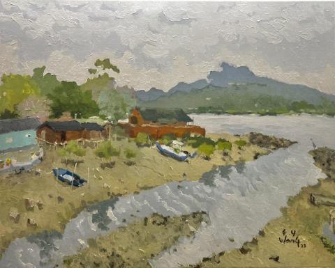 Uart藝術工作室 - 柚子老師寫生油畫作品─淡水的喧囂之外 Uart藝術工作室 - 柚子老師寫生油畫作品─淡水的喧囂之外