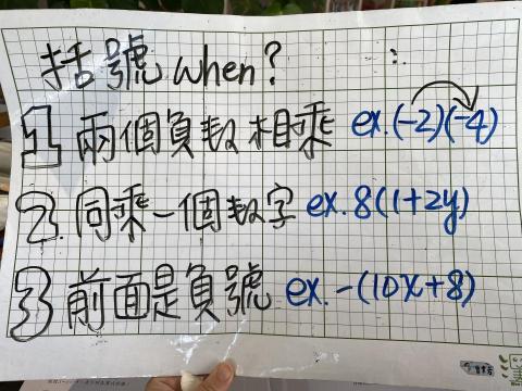 曾聿若 - 國一數學：解釋括號在運算出現的時機