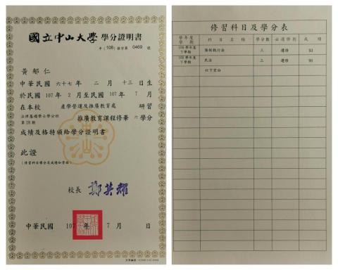 勞務士黃郁仁 - 民法及強執法學分班證書