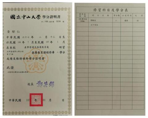 勞務士黃郁仁 - 勞動法學分班證書