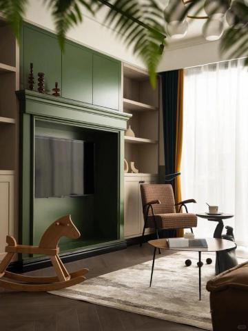 橙諾 系統家居 - ⁂復古美式風｜撞色滿牆電視櫃太高級了