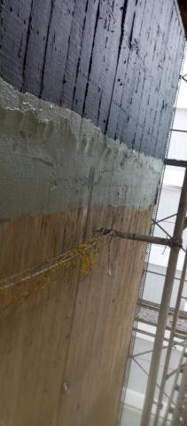 蔡義雄 - 樓層縫補泥貼玻纖網，外牆防水彈泥工程