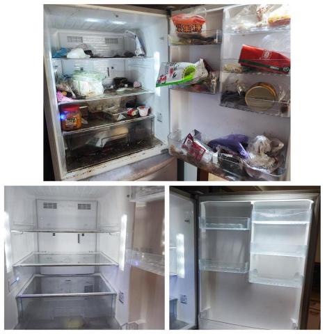芯美清潔 - 冰箱內部清潔 上為清潔前 下為清潔後