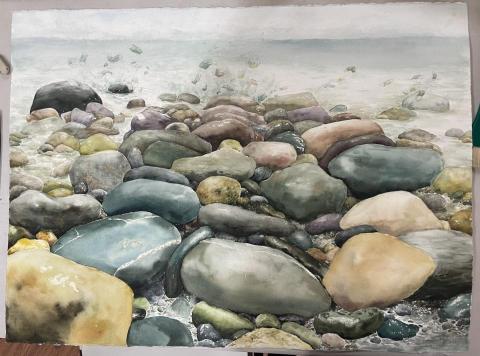 林彤恩 - 我的水彩作品
海邊/石頭/口罩污染