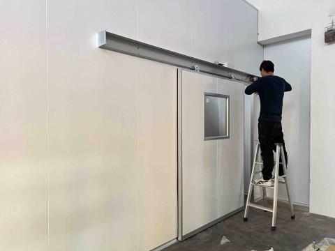 鼎堅工業 - 單開自動門/無線手感應開關/搭配庫板門片