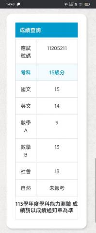 林宏璋 - 學測成績證明