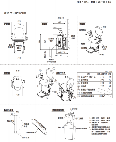 Rookie Yuan - 無障礙升降座椅說明圖及尺寸圖繪製