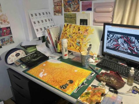三足療癒藝術空間（各媒材手繪/電繪/教學） - 工作區域展示