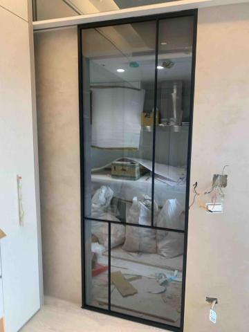 細鋁框玻璃門代工安裝 玻璃安裝 小錡 -  細鋁框玻璃拉門 單片吊門
