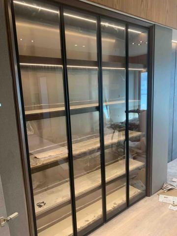 細鋁框玻璃門代工安裝 玻璃安裝 小錡 - 細鋁框玻璃 櫃體開門